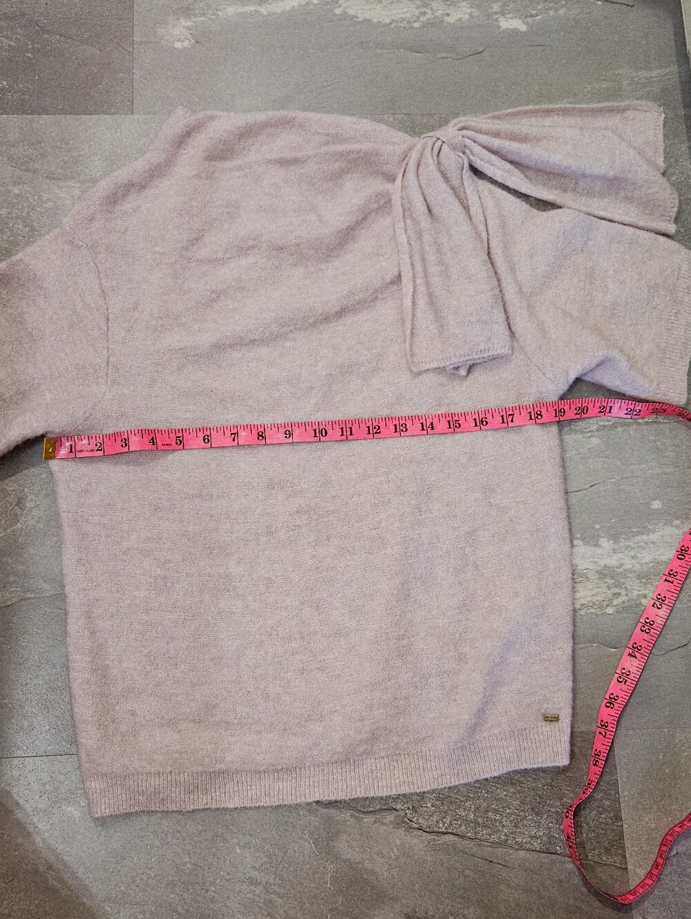 Ted Baker London "Teebow" Short Sleeve Top. Wool. Mohair. Light Pink. Bow. 6 US. - Picture 8 of 10